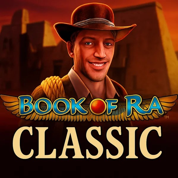 Official Slots logo: Book of Ra Classic by Novomatic at Robocat Casino