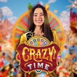 Crazy Time slot logo by Evolution at Robocat Casino