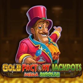 Jackpots logo of Gold Factory Jackpots Mega Moolah from Aurum Signature Studios at Robocat Casino