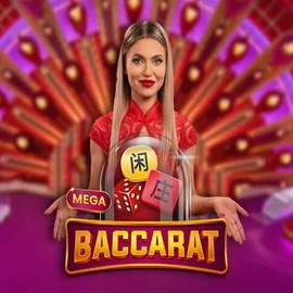 Mega Baccarat online game logo by Pragmatic Play on robocatcasinoo.com